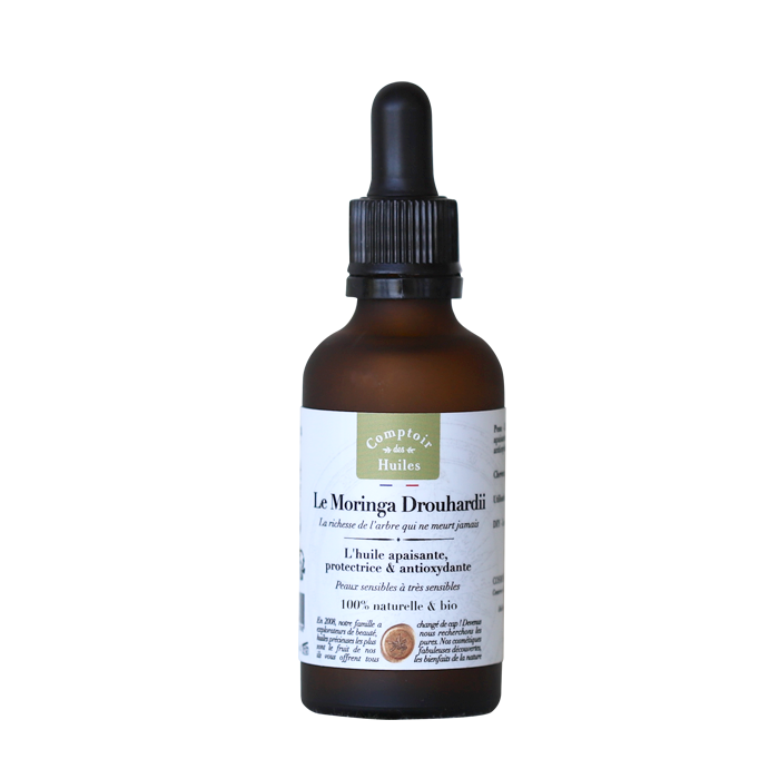 Huile de Moringa Drouhardi précieuse certifiée Cosmos Natural (format pipette 50 ml) - Comptoir des Huiles