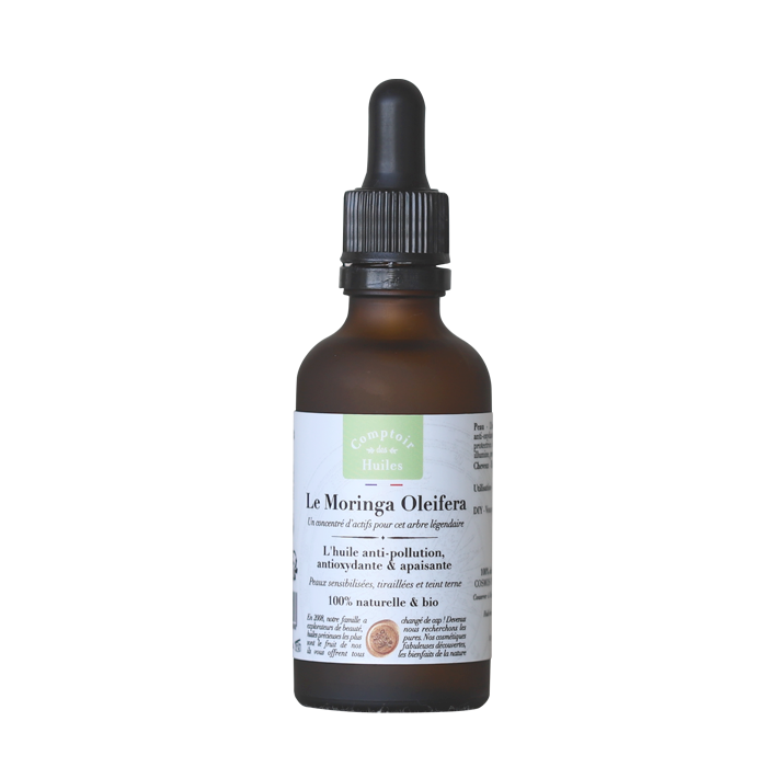 Huile de Moringa Oleifeira précieuse certifiée Cosmos Natural (format pipette 50 ml) - Comptoir des Huiles