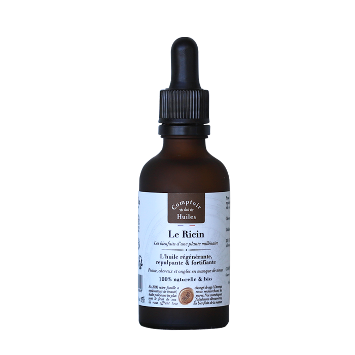 Huile de Ricin Bio certifiée Cosmos Organic (format pipette 50 ml) - Comptoir des Huiles